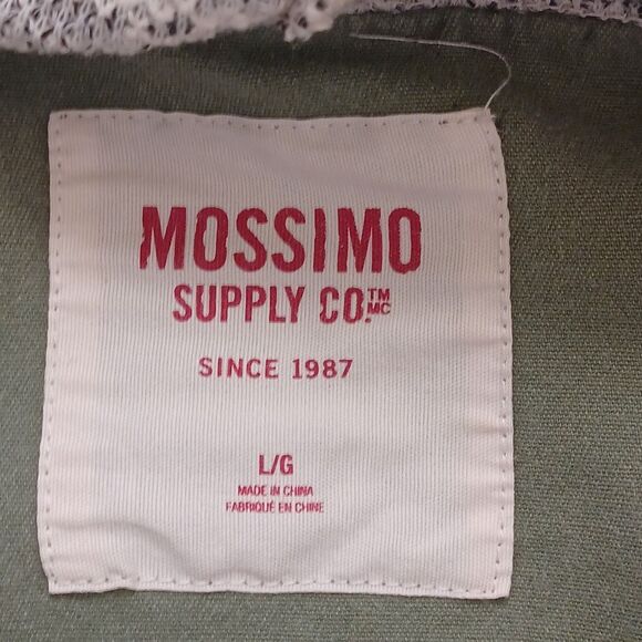 Mossimo Supply Co Large Women Green Utility Military Jacket Hoodie‎ Knit Sleeves - Picture 9 of 12